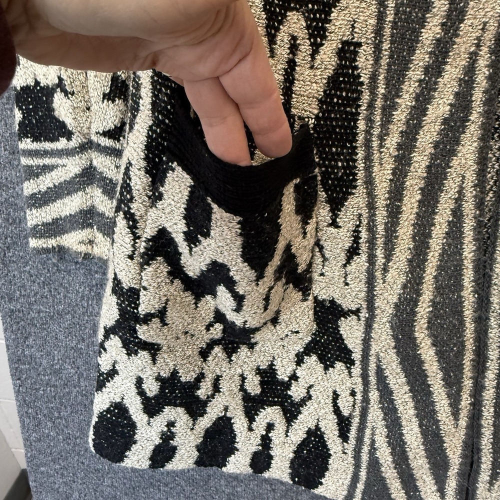 Lucky Brand Sz XL Tribal Print‎ Aztec Western Cardigan Open Front Woven Sweater - Picture 11 of 12